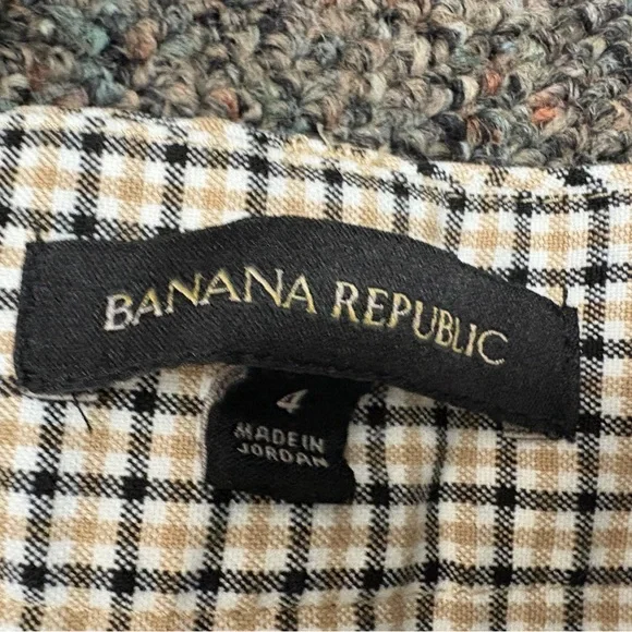 Banana Republic Women’s Size 4 Plaid Pleated Cuff Pant Navy Khaki - Picture 6 of 8